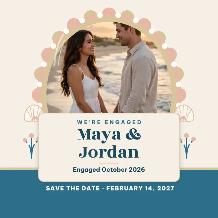 Maya and Jordan beach engagement template