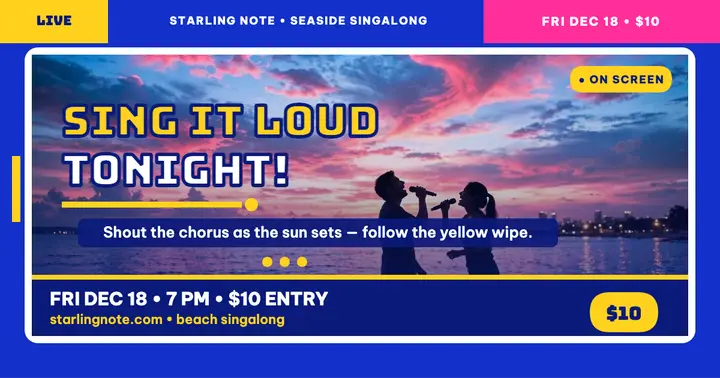 Starling Note seaside karaoke singalong post template