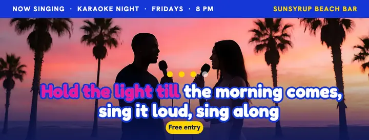 Sunsyrup beach bar Friday karaoke night cover: karaoke night facebook cover template