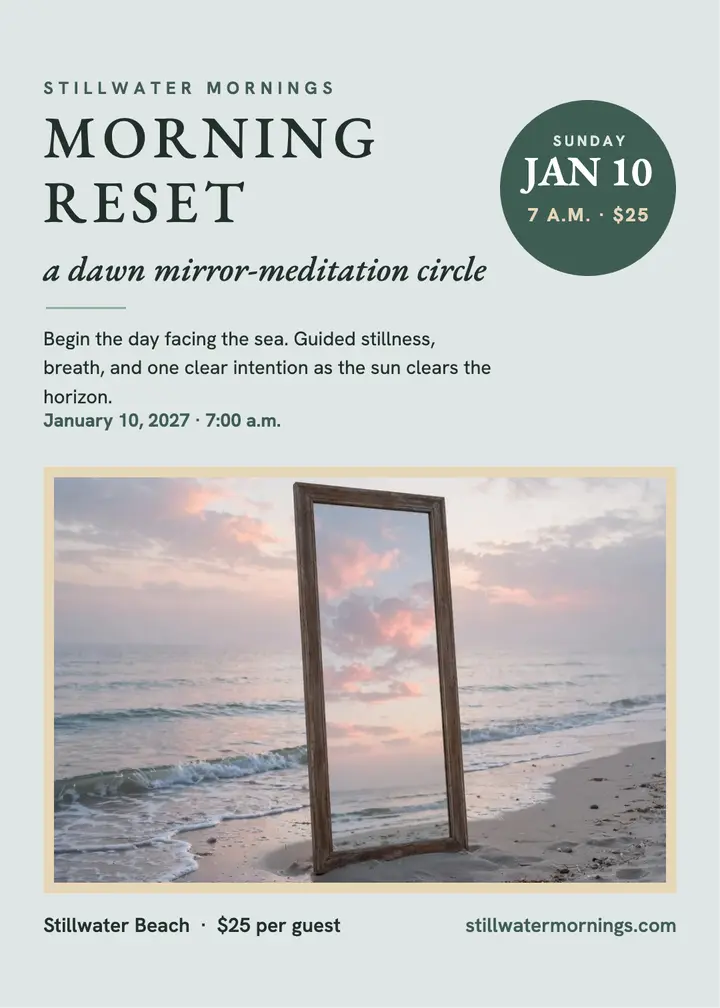 Morning Reset mirror meditation invitation: meditation circle invitation template