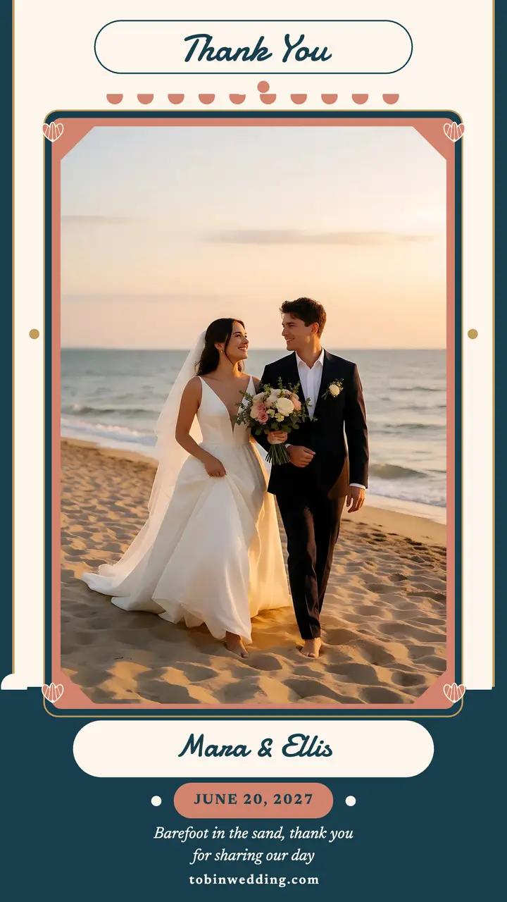 Mara and Ellis beach thank-you story template