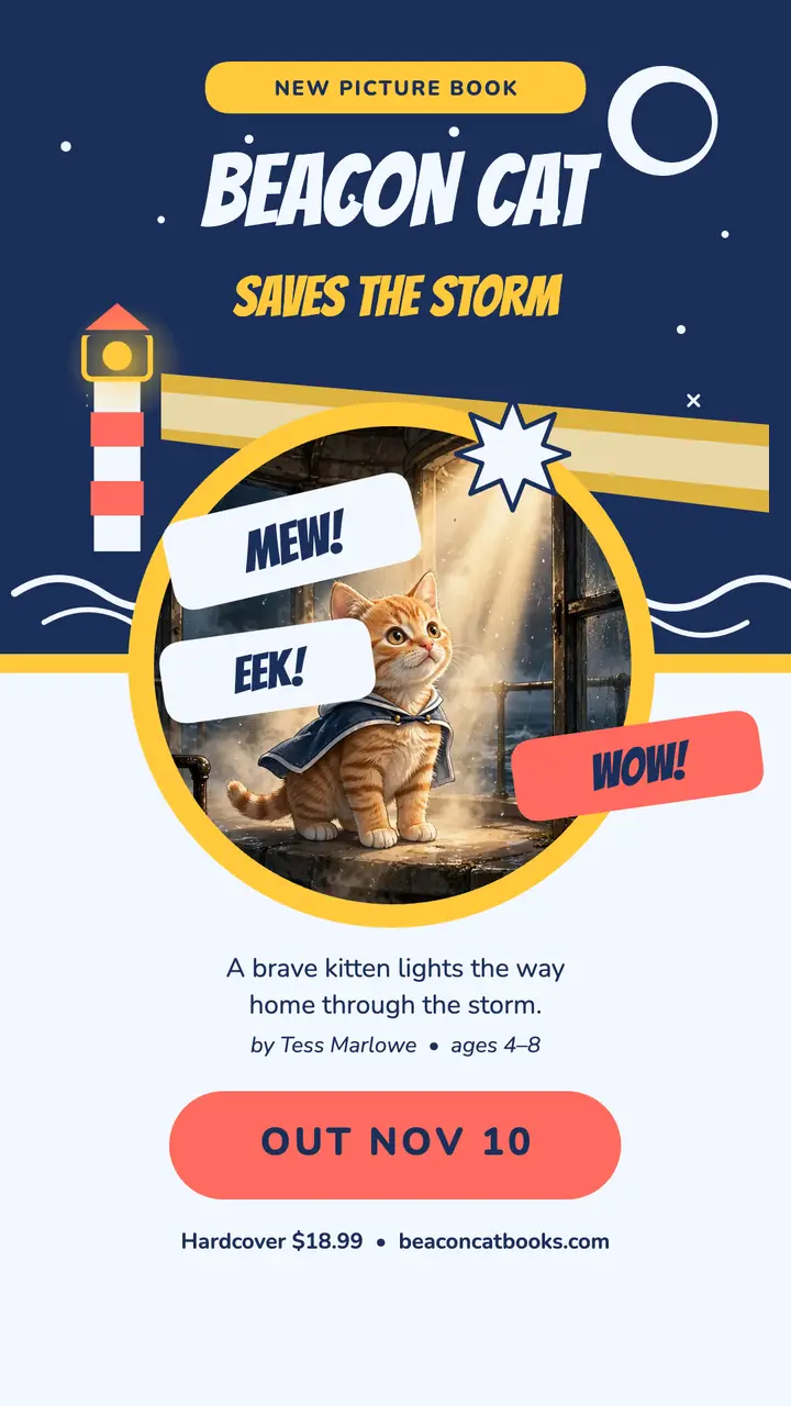 Beacon Cat lighthouse book comic story template