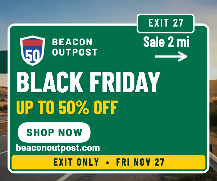 Beacon Outpost Black Friday highway exit ad template