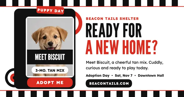 Beacon Tails puppy adoption day post template