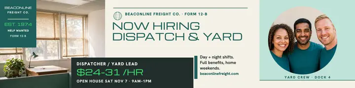 Beaconline Freight hiring banner, dispatch crew template
