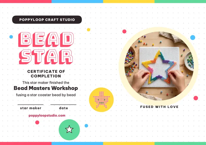 Bead star kids craft certificate template