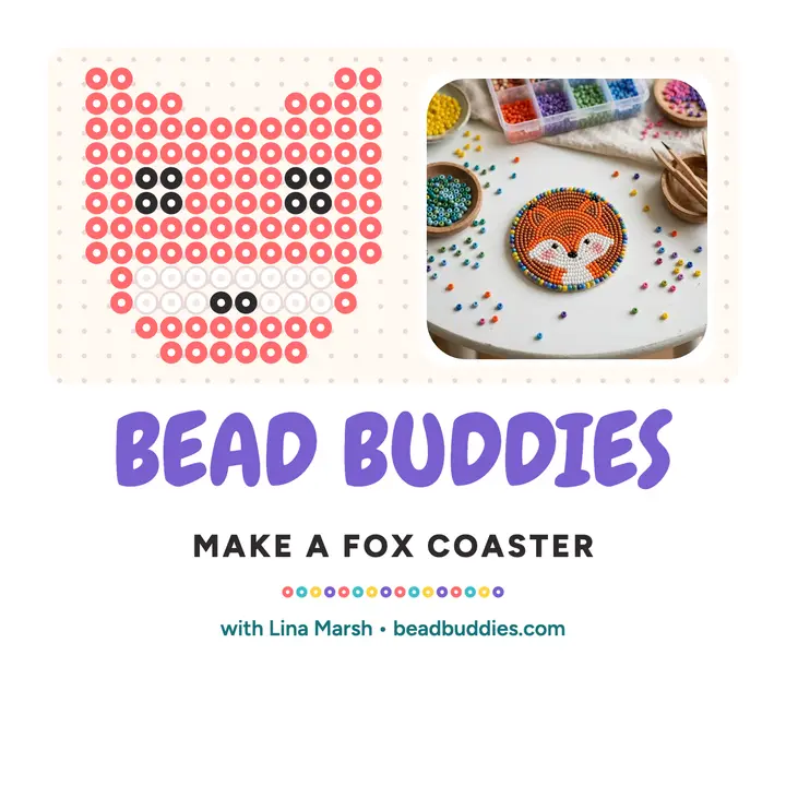 Bead Buddies fox coaster podcast cover template