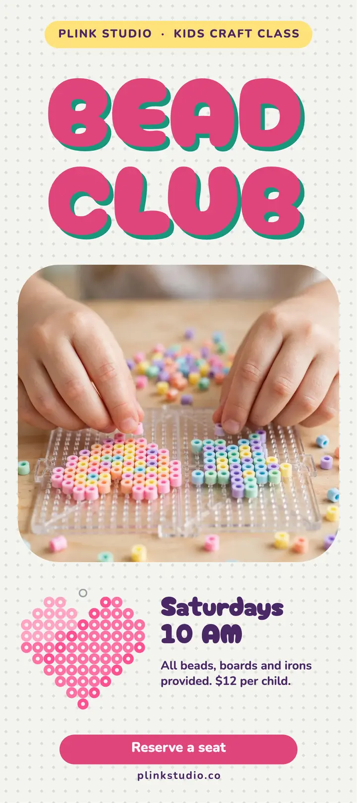 Plink Studio bead club rack card template