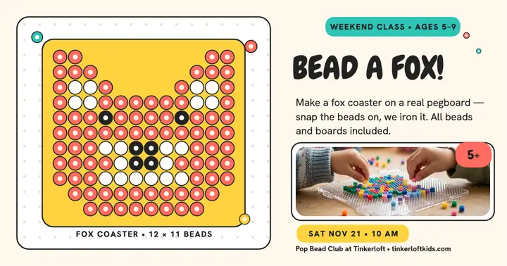 Pop Bead Club fox craft class post template