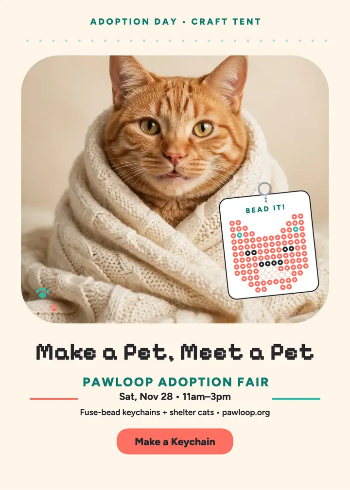 Pawloop bead pet adoption invitation template