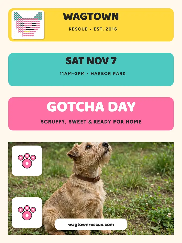Wagtown Gotcha Day bead puppy portrait template