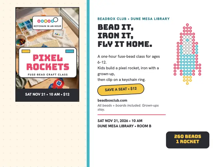 Beadbox pixel rockets craft class slide template