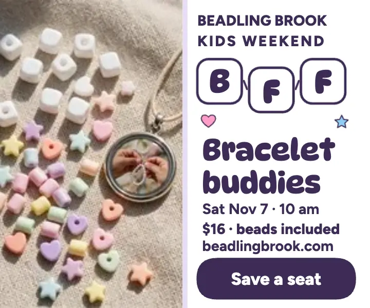 Beadling Brook bracelet workshop bead ad template