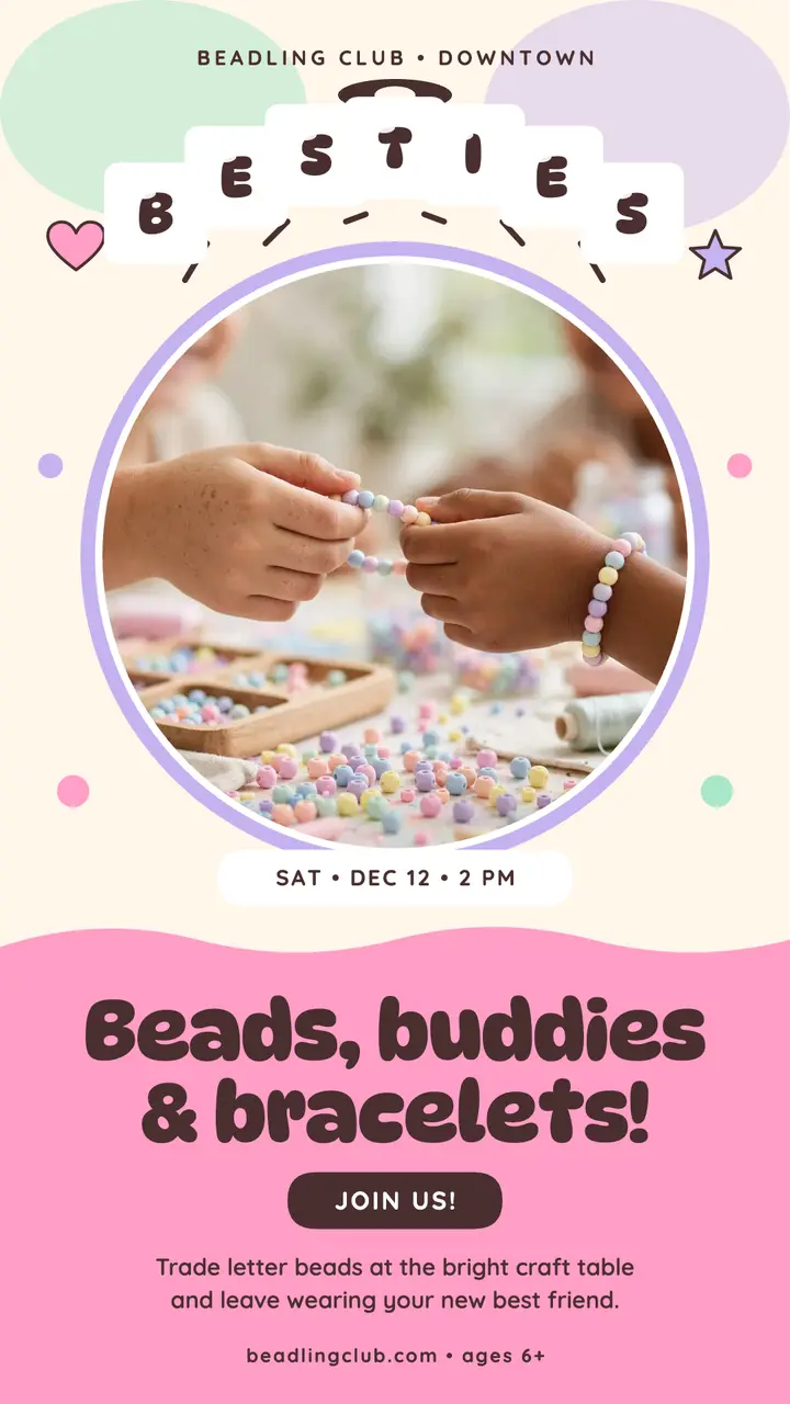 Beadling Club friendship bracelet party story template