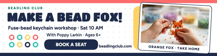 Beadling Club fox keychain workshop billboard: bead workshop billboard template