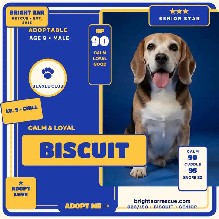 Biscuit senior beagle trading card template