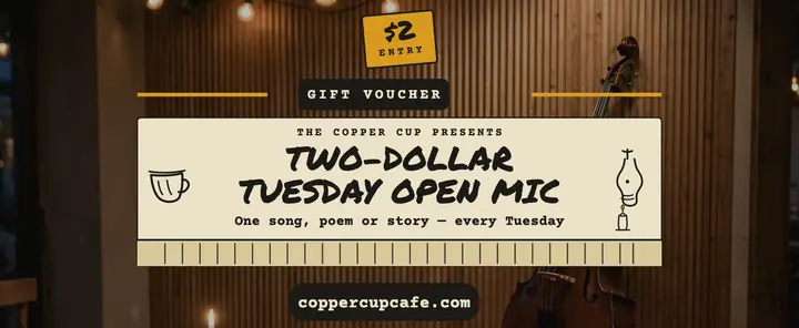 Copper Cup open mic night voucher: open mic gift voucher template