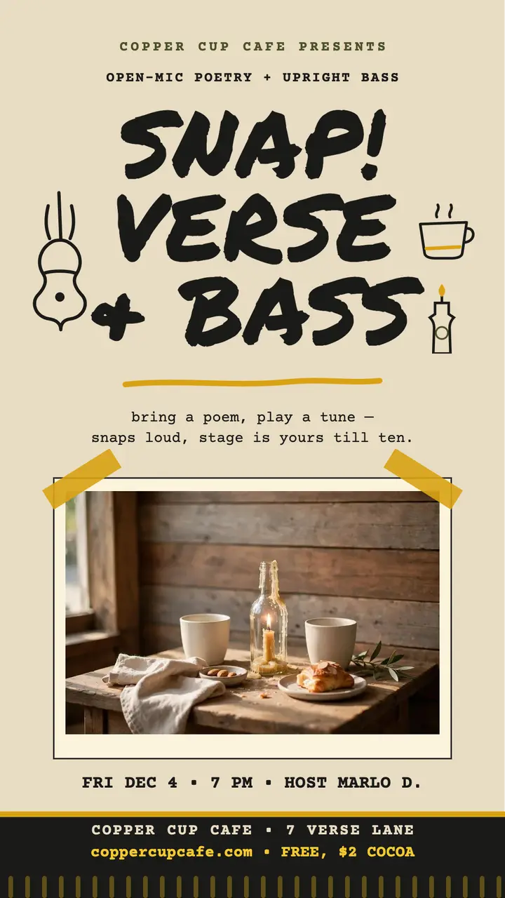 Copper Cup open-mic Verse and Bass story template