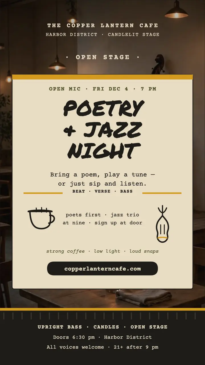 Copper Lantern open mic story template