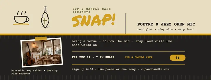 Cup and Candle open mic night cover template