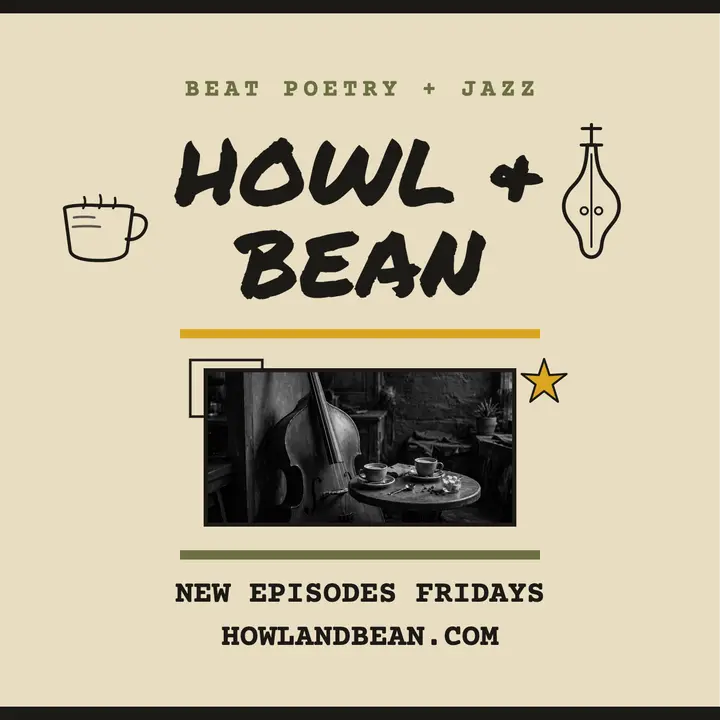 Howl and Bean beat poetry podcast cover: poetry podcast cover template
