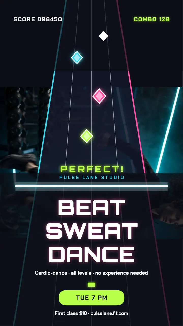 Pulse Lane Beat Sweat cardio story template