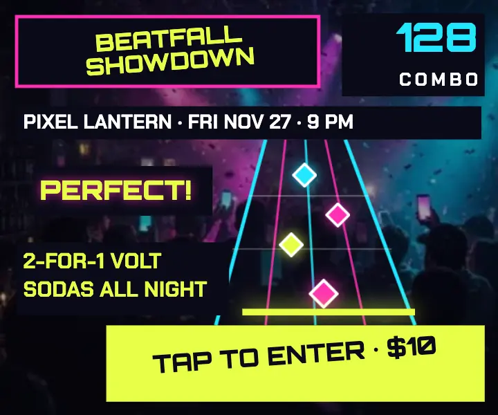 Pixel Lantern Beatfall tournament ad template