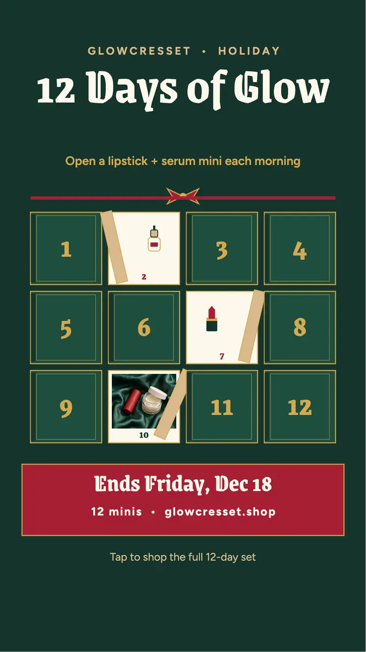 Glowcresset 12 days beauty advent doors template