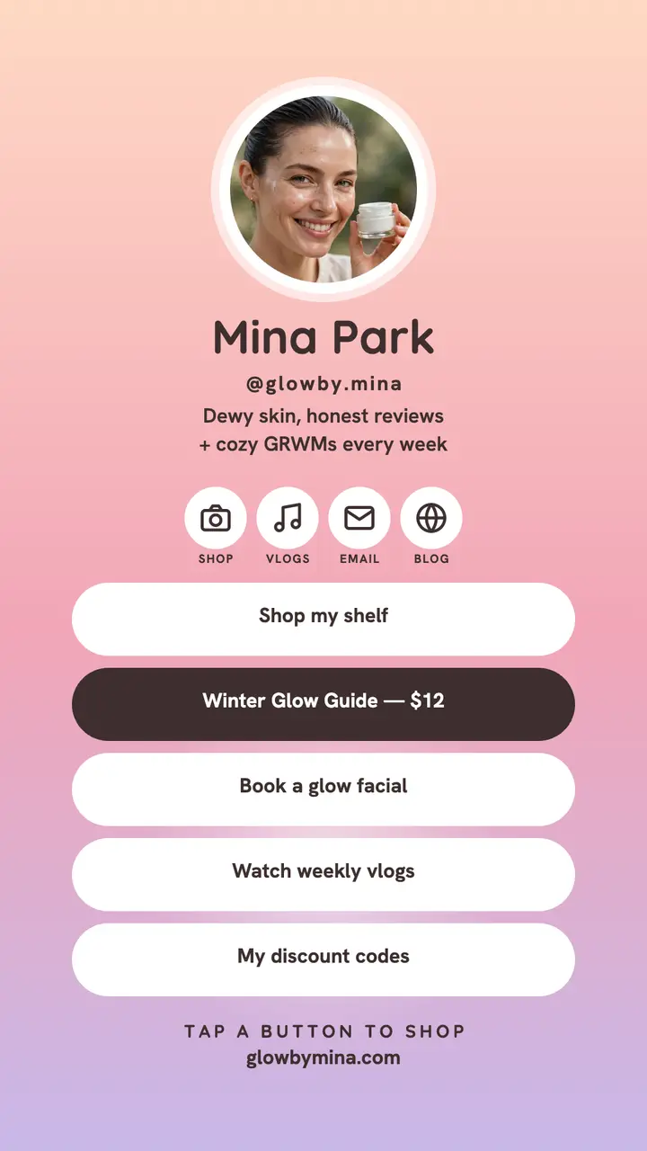 Glow creator link in bio story template