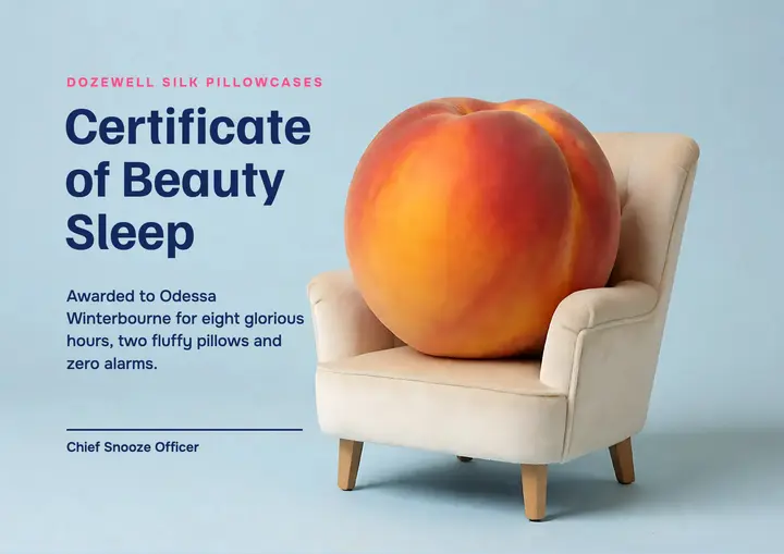 Dozewell certificate of beauty sleep, surreal silliness template