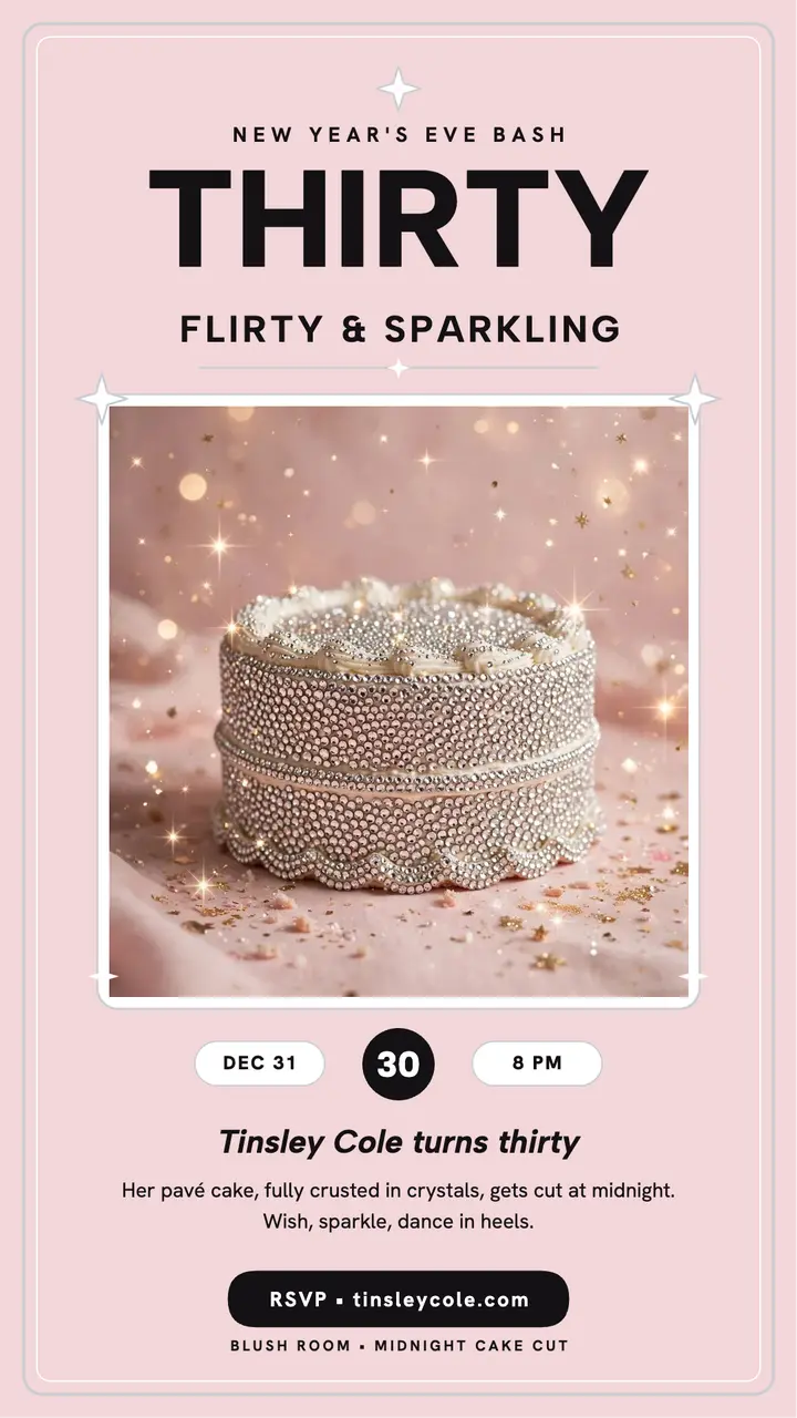 Tinsley Cole sparkly thirty birthday story template