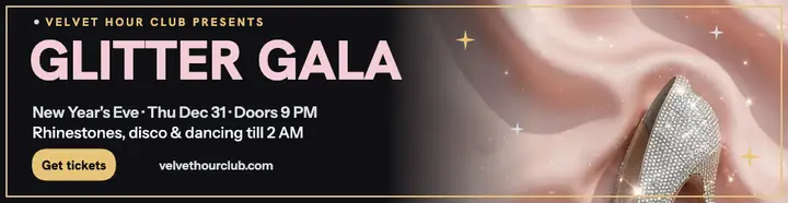Velvet Hour NYE glitter gala billboard template