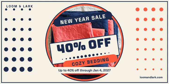 Loom and Lark New Year bedding sale post: bedding sale post template