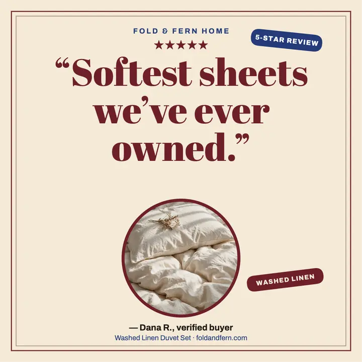 Fold and Fern bedding review editorial square template