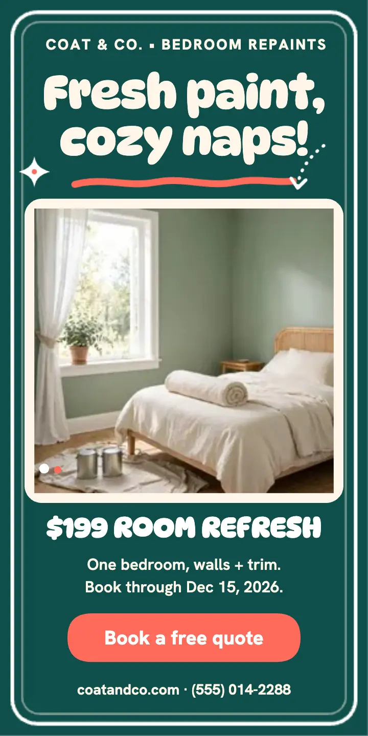 Coat and Co bedroom repaint doodle ad template