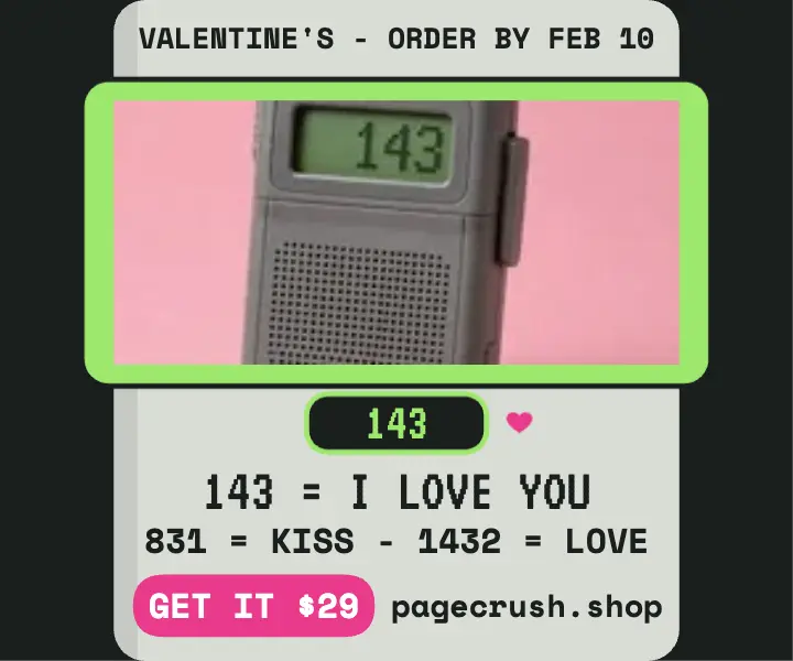 Pagecrush pager Valentine ad template