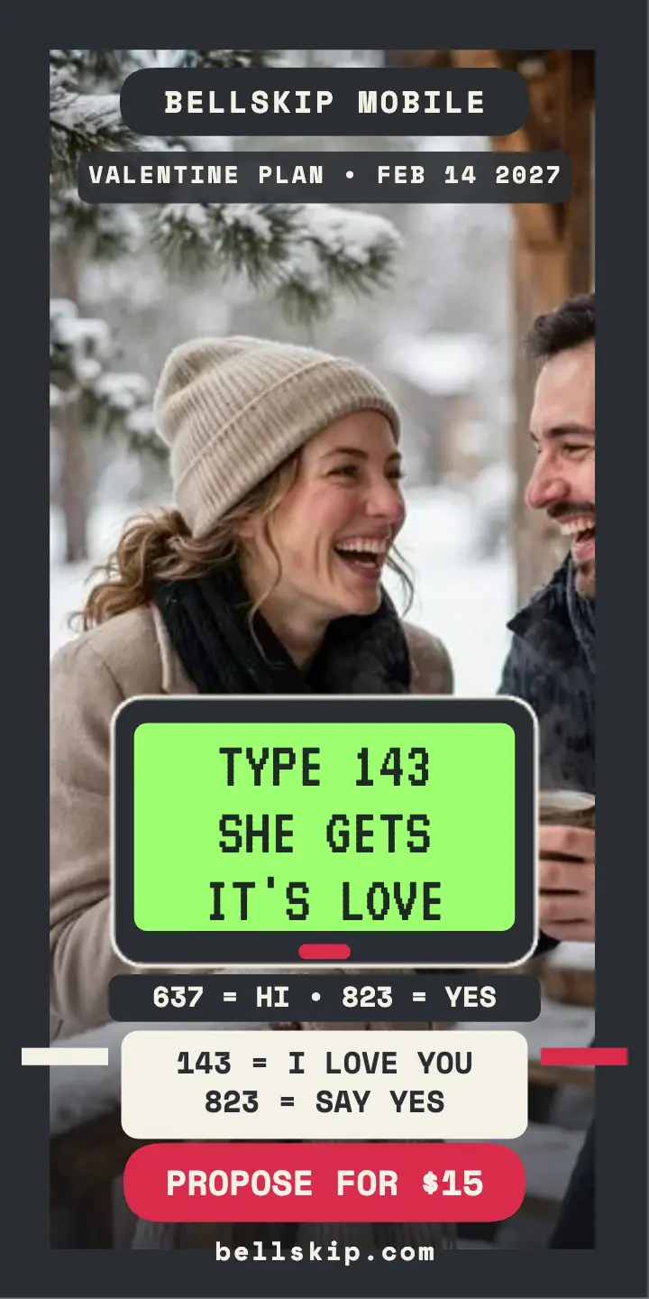 Bellskip Valentine beeper love code ad template