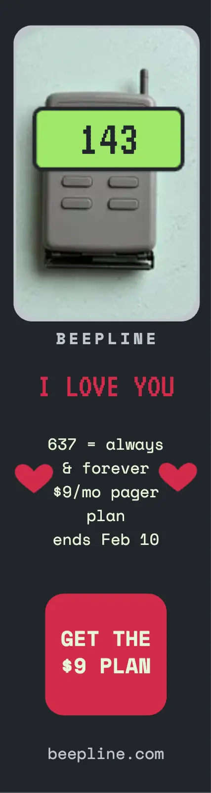 BeepLine Valentine pager plan skyscraper ad template
