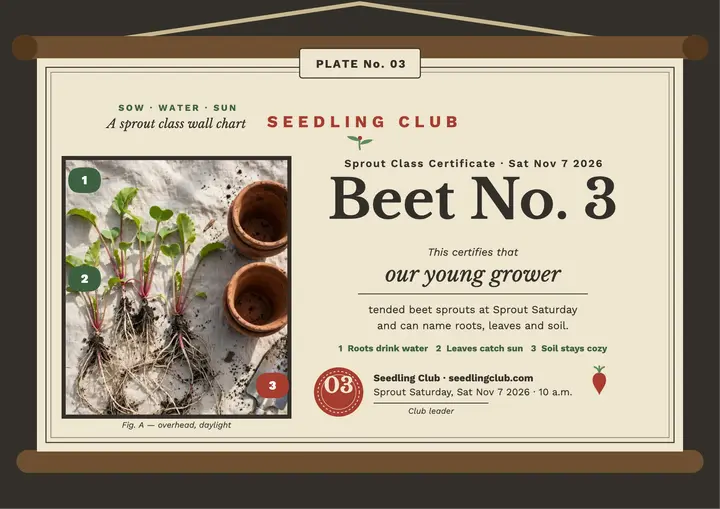 Seedling Club beet chart certificate template