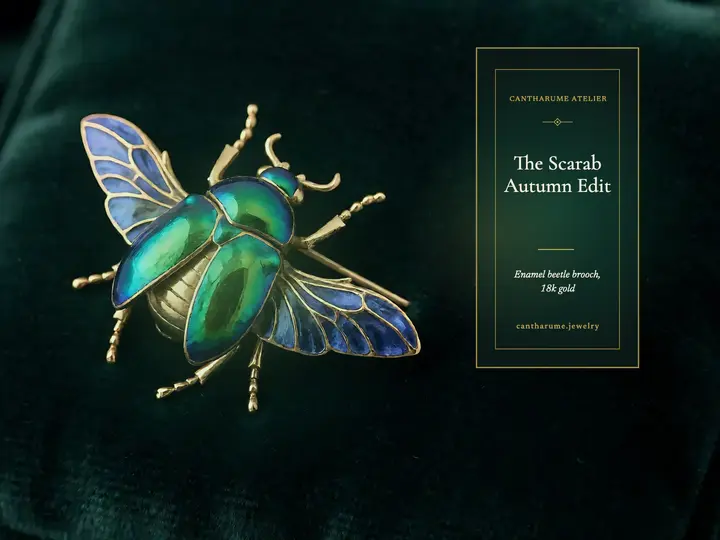 Cantharume Atelier scarab brooch collection slide template