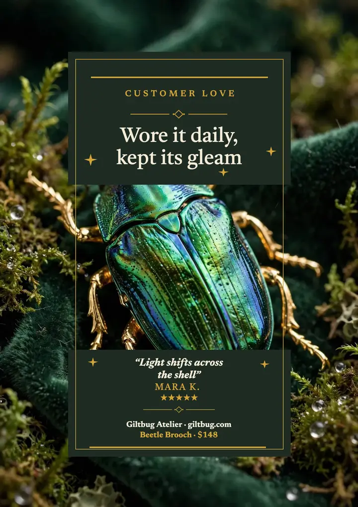 Giltbug beetle brooch review flyer template