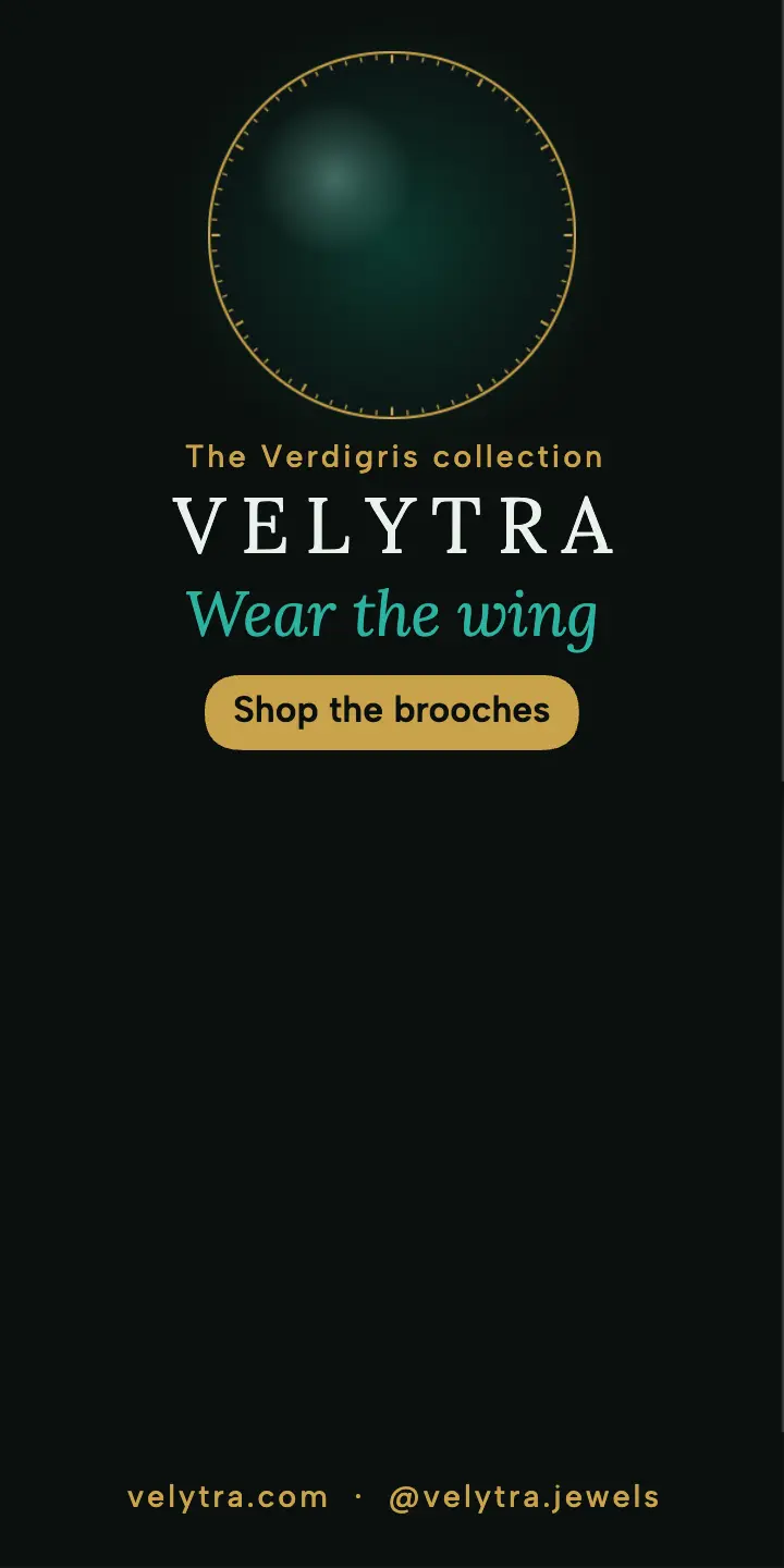 Velytra beetle brooch jewelry half page ad template