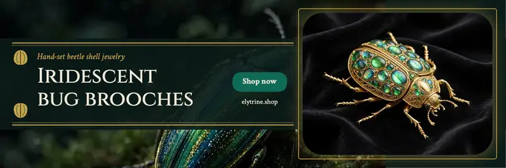 Elytrine iridescent bug brooches header template