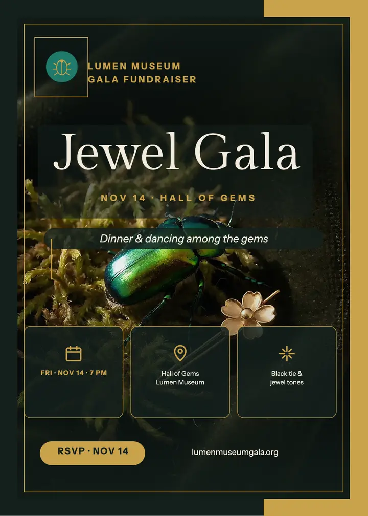 Jewel Gala museum fundraiser invitation: gala invitation template