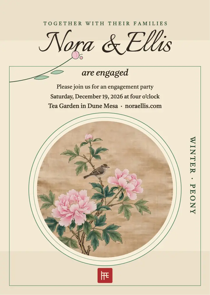 Nora and Ellis gongbi engagement invitation template