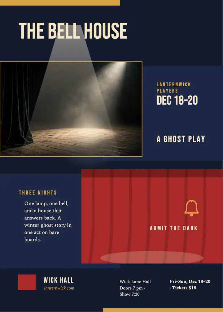 Bell House spotlight theater invitation template