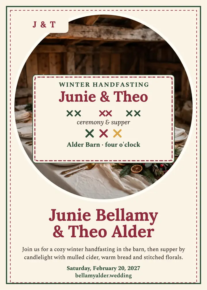 Bellamy Alder winter handfasting invitation template
