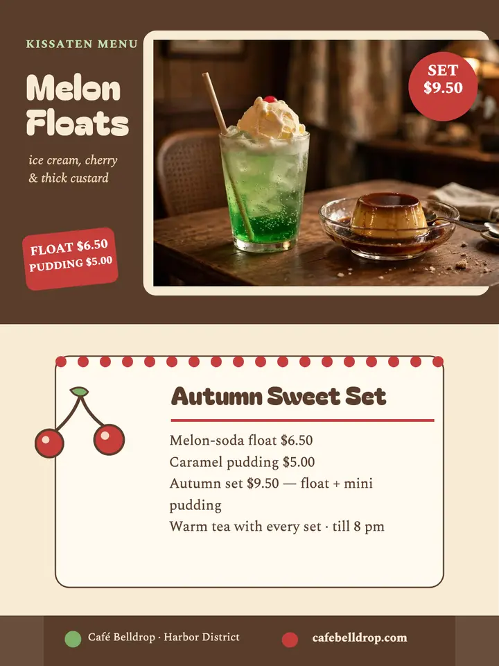 Belldrop retro cafe autumn menu template