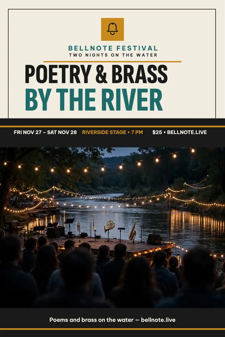 Bellnote riverside poetry and brass poster template
