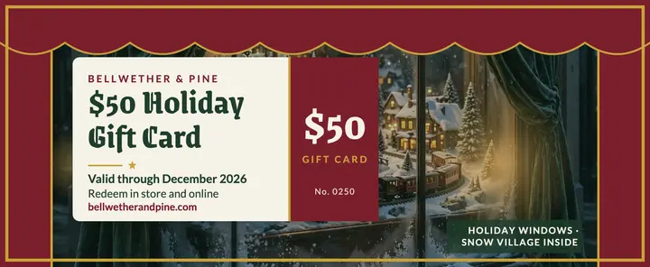 Bellwether and Pine holiday window gift voucher: holiday gift card template